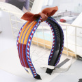 Bandeau Ethnic Wide Designer Headband Contrast Color For Women Bow Knot Hair Accessories Hairband For Girl Wholesale